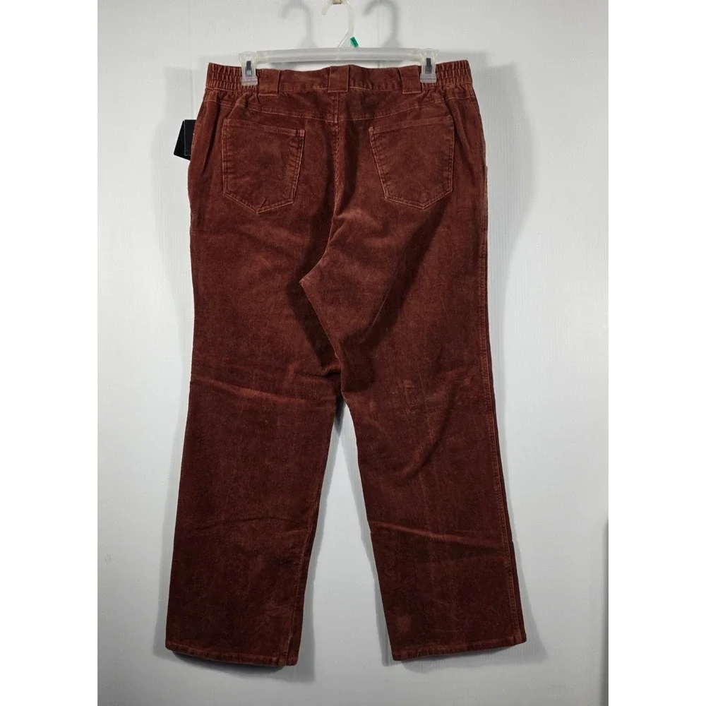 Sag Harbor Sport Rust Brown Corduroy Pants Womens 18 High Rise Straight Wide Leg
